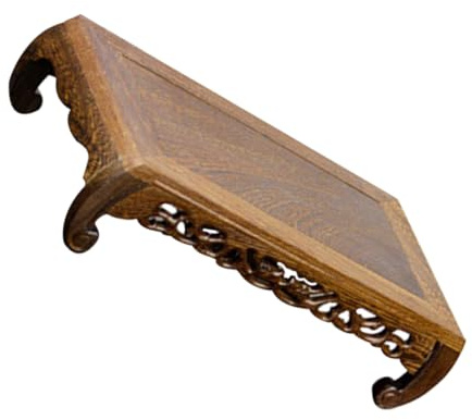 OUNONA Wooden Display Stand Rectangular Coffee Pedestal for Vase | Handmade Carved Finish, Stable Multifunctional Base, for Table Lamp in Settings