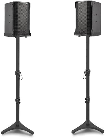 OUUTMEE Lot de 2 Supports d'Enceinte Réglable en Hauteur, Pieds d'Enceintes Universel, Supports d'Enceinte au Sol avec Base Triangulaire pour Enceintes de Bibliothèque/Satellite, Jusqu'à 5KG(78-104CM)