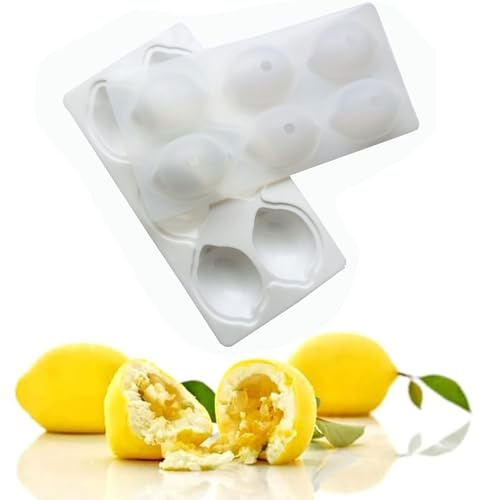 QIUMING Silikon citronform 3d silikonform citron silikon 3D frukt kakform för puddin muffin tårta choklad och mousse desserter (citron, 6-hålighet)