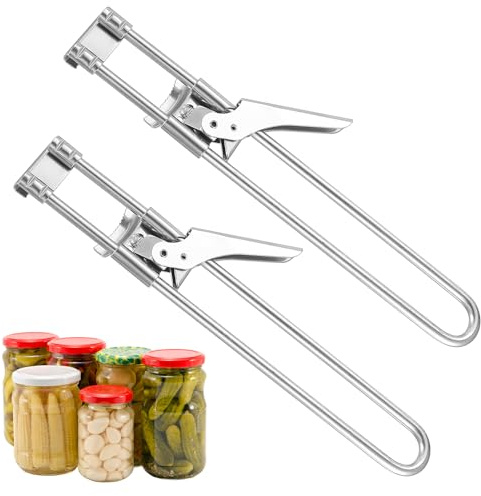 2 Stück Glasöffner, Edelstahl Deckelöffner, Verstellbare Gläseröffner Schraubdeckelöffner, rutschfest Multifunktional Manuell Dosenöffner für Senioren Frauen Öffnungshilfe Flaschenöffner