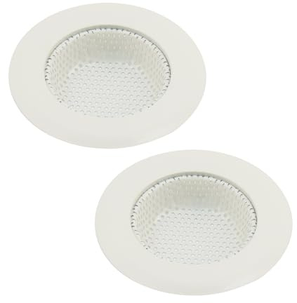 Bitray 2Pcs Kitchen Sink Drain Strainer Stainless Steel Sink Strainer Basket with Large Wide Rim 4.45 Diameter- White
