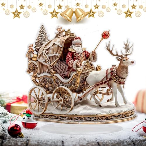 Yumneo Decoración de mesa de Navidad | Figuras de mesa de reno de Papá Noel acrílico 2D, decoraciones de Navidad para dormitorio, alféizares de ventanas, interiores y exteriores, fiestas, reuniones