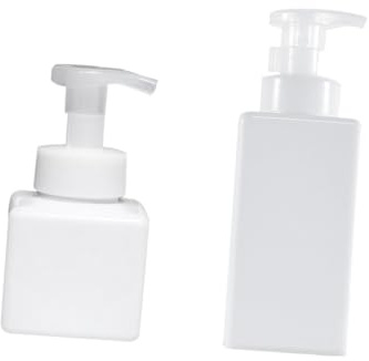 MALUGOGO Dispenser Schiuma Ricaricabile 2 Pezzi Bottiglie Vuote 250ml 450ml in Petg e Pp per Bagno e Uso Esterno Bianco