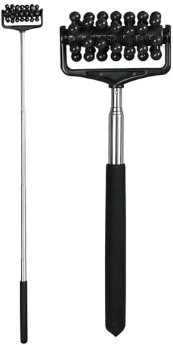 Muscle Roller Stick, Telescopic Body Massage Sticks Tools Massager, Body Roller Brush, Adjustable Back Head Arm Scratch Roller Tightness(Black)