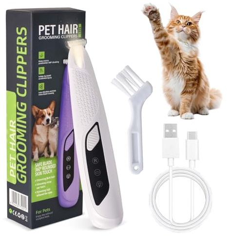 Tondeuse à Pattes pour Chien avec Lumière LED, Silencieuse Tondeuse pour Chien, Sans Fil Fondeuse Toilettage pour Animaux Rechargeable pour Chat et Chiens Pour Pattes, YYeux, Oreilles, Visage (Blanc)