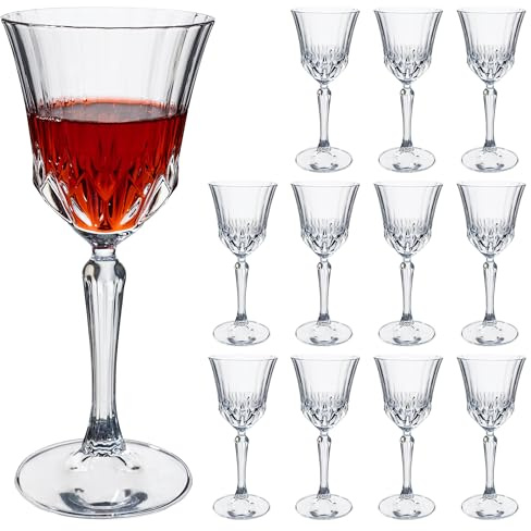 YARYOUNG Vintage Wine Glasses Set of 12, 7.2Oz Crystal Clear Cordial Glasses with Stem, Embossed Cordial Glasses, Goblet Glassware for Wine, Whiskey, Liqueur, Perfect for Party, Wedding, Anniversary