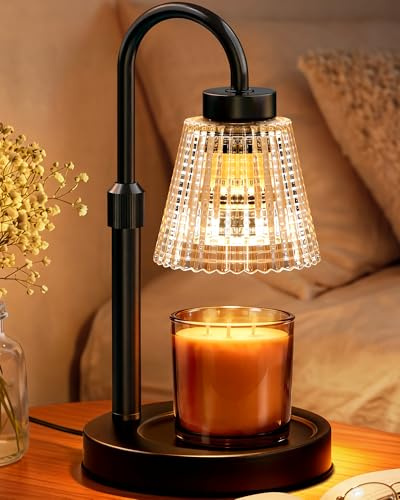 Girece Candle Warmer Lamp with Timer and Dimmer, Adjustable Height Electric Candle Warmer for Jar Candles, 2 Bulbs, Mothers Day Gifts, Modern Home Decor Housewarming Gifts New Home