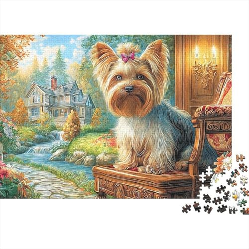 Yorkshire Terrier Jigsaw Puzzle 1000 Pieces Silky Tiny Charming Yorkshire Terriers Premium Paper Puzzle for Stress Relief, Calming Brain Game And Home Leisure 70x50cm/1000pcs