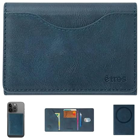 Instant Project Personlig Slim Plånbok, RFID-korthållare med Smartphone-magnet, personlig lasergraverad plånbok, kompakt korthållare med sedelficka, Blå, 7x10 cm, Minimalistisk