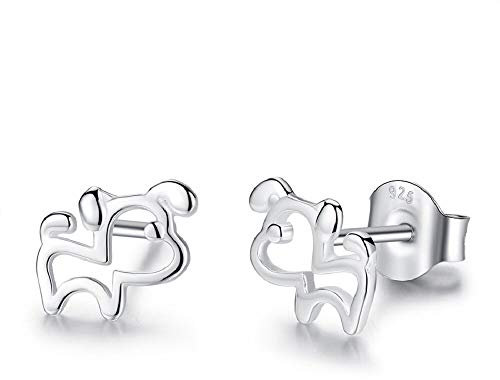 Gold Gala Ohrringe 925 Sterling Silber Mädchen Damen (Hund)