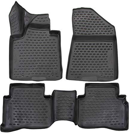 J&J AUTOMOTIVE | 3D Design Gummimatten Gummifußmatten Für Sportage QL, QLE 2016-2021, Schwarz, Anti-Rutsch, Ohne Geruch, Allwetter, Rand 3cm, 4-Teilig