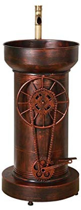 TMPTY Waschplätze Waschbecken Mit Wasserhahn, Retro Industriestil Metall Kreatives Rad Ausrüstung Eiserne Kunst Standwaschbecken Küchenspülen (Farbe : Red Copper)