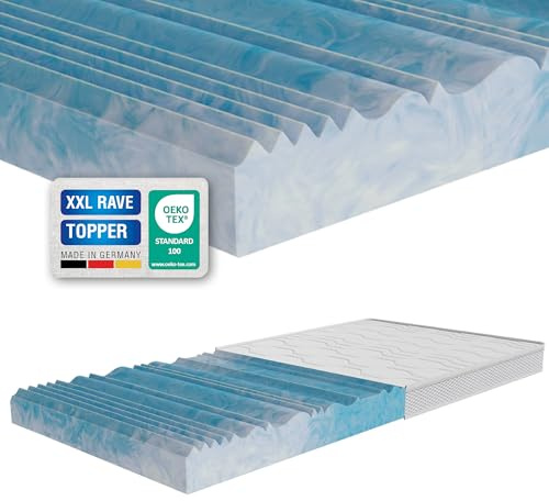 Topper Comfort XXL Rave 12cm Fresh – Matratzentopper 180x200 cm | Kaltschaum Matratzenauflage mit 7 Zonen | Härtegrad H3 (fest) | Atmungsaktiv, ergonomisch & waschbarer Bezug | ARBD