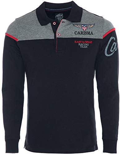 Carisma Langarm Poloshirt für Herren Baumwolle • Herren Langarmshirt mit Stickerei • Angenehmes Regular Fit Longsleeve für Büro und Freizeit