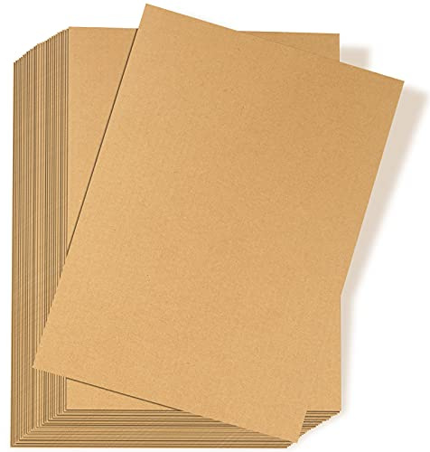 Zonon 50 Pack Corrugated Cardboard Sheets, 3 mm Flat, 5 x 7 Inch, Brown