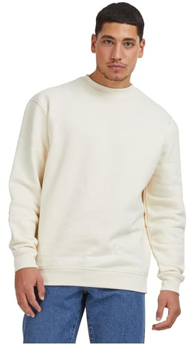 Urban Classics Basic tröja för män, crewneck tröja, finns i 6 färger, enfärgad, med rund hals, storlek S till 5XL, Vit, S