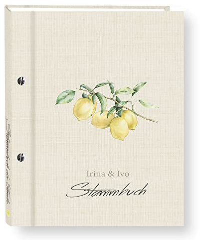 Stammbuch der Familie personalisiert Citro gelb A4 ca. 24 x 31 cm Familienstammbuch Stammbücher Handarbeit Zitronen