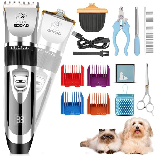 Hundehaarschneidemaschine, schnurlose Hundepflege-Haarschneidemaschine für dickes Fell, professionelles Hundepflegeset, Hundehaarschneider, geräuscharmer Hunderasierer, leiser Tierhaarschneidemaschine