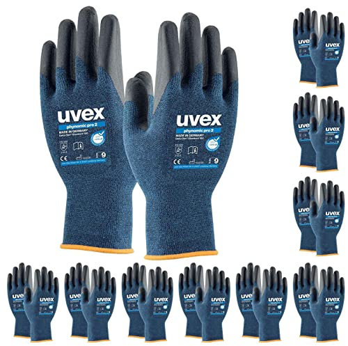 uvex Schutzhandschuhe phynomic pro 2 60064 10 Paar, Arbeitshandschuh aus Bambusfasern, Made in Germany, Größe:8