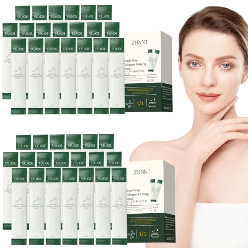zhnnt 40 Pack Collagen Firming Face Mask，Wash-Free Firming Anti-Ageing Moisturising Face Mask,Smooth & Tight Skin,Facial Masks For Both Men And Women Of All Skin Types