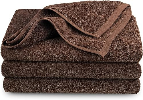Tuva Home 3x Set Di Asciugamani Per Hotel Asciugamano In Cotone 50x90cm Hotel Wellness Spa Asciugamano Per Sauna Asciugamano Da Bagno Asciugamano Professionale In Spugna 100% Cotone (Marrone)