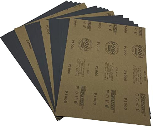 AutKerige Papel de lija de grano 1000, 15 unids 230 x 280mm mojado y seco hojas de lija para artesanía vidrio metal eliminación de óxido …