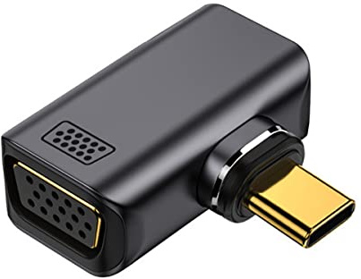 NFHK Magnetic Angled Type USB-C Type C to VGA RGB Monitor Converter Adapter 1080P 60hz for Tablet & Phone & Laptop