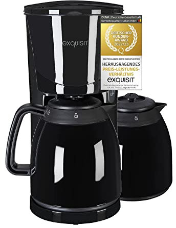 Exquisit Filterkaffemaschine KA 6502 sw | 2 Thermoskannen | 1x4 Filtergröße | 870 Watt | Abschaltautomatik |10 Tassen | Schwarz