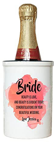 Treat Republic Personalised Miniature Champagne Bucket – 13cm x 8.8cm Ceramic Bucket, Beverage Ice Bucket, Bridal Theme, Glossy Interior | Bar Tools & Drinkware