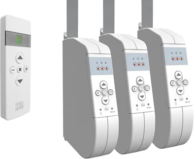 WIR elektronik, eWickler 3 Fenster Funk-Set, eW930-F-M, 3x elektrischer Gurtwickler + 1x Fernbedienung FB-9, für 12-15 mm Gurtband, Aufputz, bis 45 kg, inkl. Netzstecker (3 Fenster)