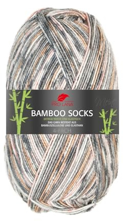 Pro Lana 100g 4-fädig Bamboo Socks II 966 - grau/apricot color