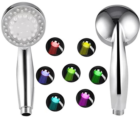 Soffione doccia a 7 colori cangianti, con luce LED che si illumina automaticamente, soffione doccia ad alta pressione, soffione doccia colorato a pioggia cromata lucida per bambini accessori per bagno