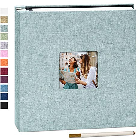 Yopih Selbstklebende 10x15 Fotoalbum Einkleben und zum Selbstgestalten Groß leinen Photoalbum mit 60 weißen Seiten, Hochzeit Jahrestag Geburtstag Geschenke, mit einem Kugelschreiber, 33x32cm