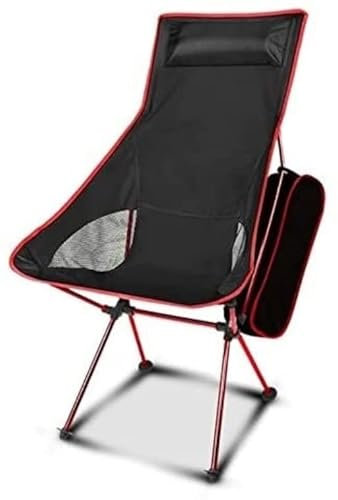 Habrur Campingstuhl Faltbar Angelstuhl Klappbar Outdoor Camping Ultraleicht Klappstuhl Reisestuhl Wandern Strand Oxford Tuch Angelstuhl Klappstühle Camping Stuhl (Color : Rood, Size : Tall)