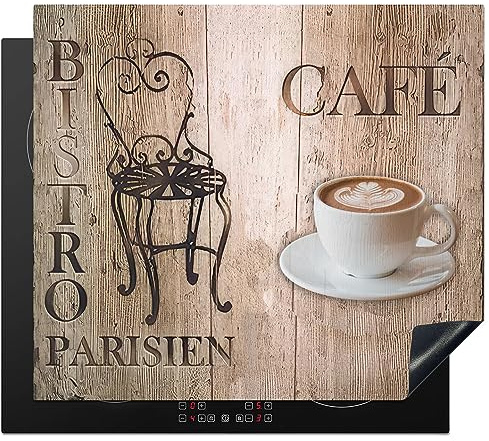 KitchenYeah© Protege Couvre Plaque De Cuisson Décoration Cuisine Tapis | 59x52 cm - Protection Protecteur Induction 59x52 cm Bistro Parisien - Café - Café - Vendanges