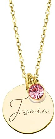 kaululu Personalisierte Kette Damen mit Namen Kette mit Geburtsstein Namenskette für Mütter Kette mit Gravur Freundschaftsketten Personalisierter Schmuck für Mädchen/Freunde