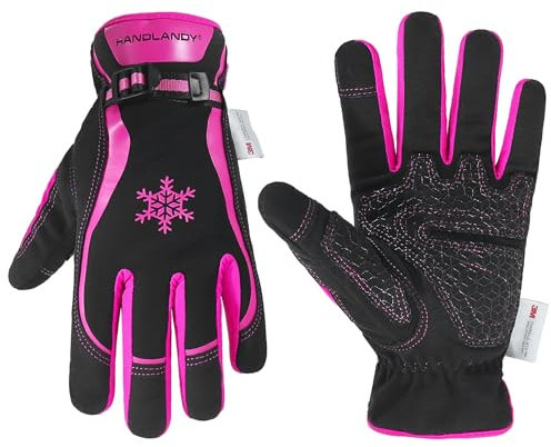 HANDLANDY HLDD Winterhandschuhe 3M Warmes Futter, silikonbeschichtete Handfläche, winddichte und wasserabweisende Touchscreen-Handschuhe für Männer und Frauen, Arbeit