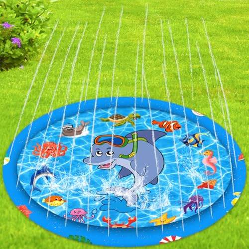 MULEVIP Splash Pad Wassermatte Kinder Outdoor Wasserspielmatte - 170CM