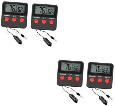 Ipetboom Lot De 4 Thermomètres Numériques Pour Aquarium Thermomètre Précis Pour Reptiles Grand Écran Pour Serpents Lézards