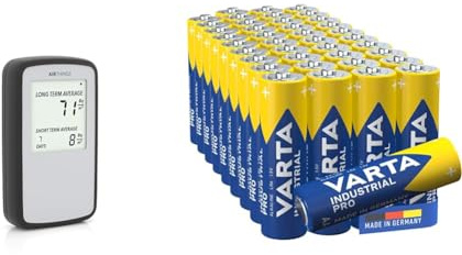 Airthings Corentium Home Radon-Gas-Detektor & VARTA Batterien AA, Industrial Pro, Alkaline Batterie, 1,5V, Vorratspack in umweltschonender Verpackung, Made in Germany [Exklusiv bei Amazon] 40 Stück