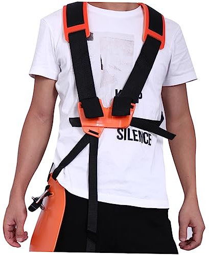 VANZACK Double Shoulder Harness Strap for Strimmer and Brush Trimmer Padded Belt for Garden Use Orange Adjustable Design for Reduced Strain and Fatigue