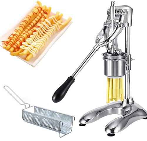 WBYDYS Cortador de Patatas Fritas extrusora Patatas Fritas largas, máquina Manual de Patatas Fritas de 30 cm con Cesta a Juego, picadora Verduras Acero Inoxidable