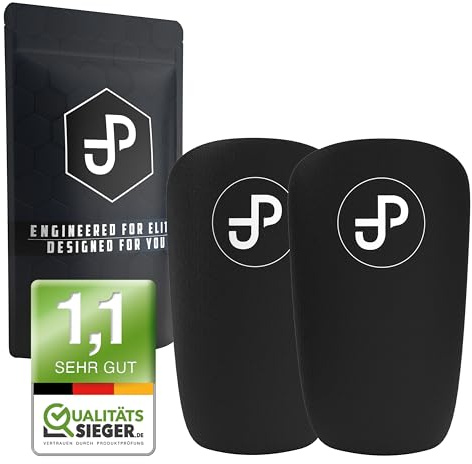 JDP Premium Schienbeinschoner - Individuell Anpassbar für Fußball Herren, Damen und Kinder - Mini 15x10cm - Schwarz