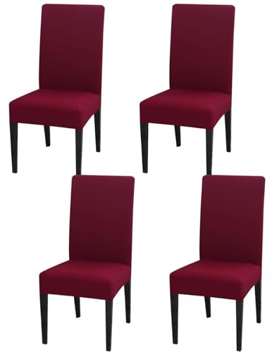 Gluhbirnen Stuhlhussen 4er Set, Stretch Abnehmbare Waschbar Stuhlbezug, Hussen für Stühle, Stuhlbezug Sitzfläche, Geeignet für Hotels, Bankette, Restaurants, Familien, Weinrot