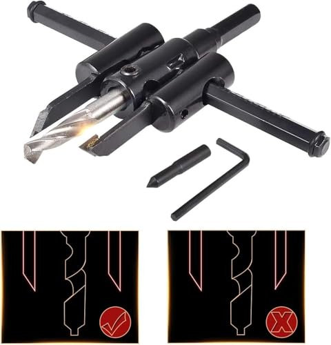 HOHXEN Fresa a Tazza Circolare Regolabile Kit di Punte per la Lavorazione del Legno, Strumento di Taglio per Sega Circolare, per Legno, Plastica, Lamiera, Gomma (Diametro di Taglio: 30mm - 120mm)