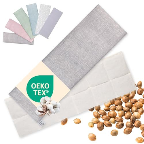 Kirschkernkissen Mikrowelle XXL 60x20cm lang : OEKO TEX, bio schadstofffrei | Körnerkissen GROß (Bauch, Rücken, Schulter, Nacken) - Traubenkernkissen Wärmekissen Geschenk (Grau)