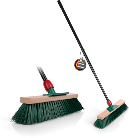 BigDean Straßenbesen mit Teleskopstiel Besen ausziehbar bis 153 cm – Kehrbesen mit Schabkante & Made in Germany