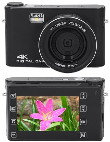 Fotocamera Digitale 4K per Adulti Principianti, Fotocamera Digitale Punta e Scatta da 64MP HD con Touchscreen TFT da 3, Zoom Digitale 18X Autofocus Fotocamera Economica per la