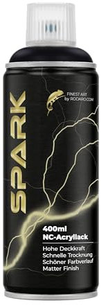 SPARK Sprühdose 400ml – Matte Sprühfarbe für Künstler, DIY, Modellbau & Möbel – Hohe Deckkraft, schnelltrocknende Spraydose - Tiefschwarz