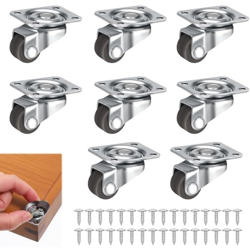 Kisstta 12 mm Möbelrollen Klein, 8 Stück Rollen für Möbel, 360-Grad Lenkrollen mit Schrauben, Transportrollen, Möbel Rollen, Möbeltransportrollen für Kleine öbel, Tisch, Kabinett, Wagen
